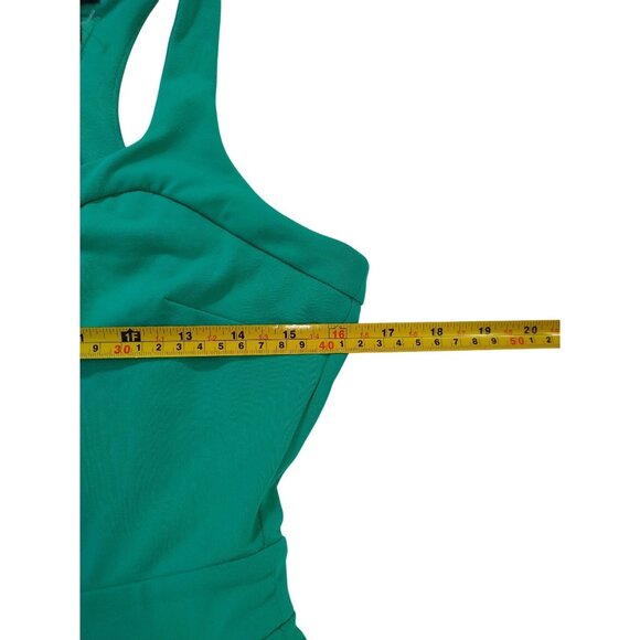 Cynthia Rowley Emerald Green Fit & Flare Dress W/ Gold Back Zipper US Size 4. - Picture 6 of 7